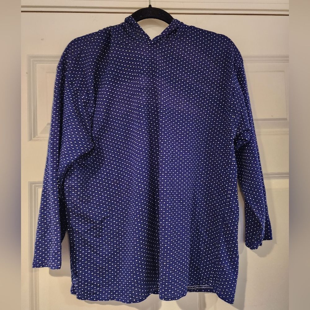 Blue and white polka dot lightweight hoodie